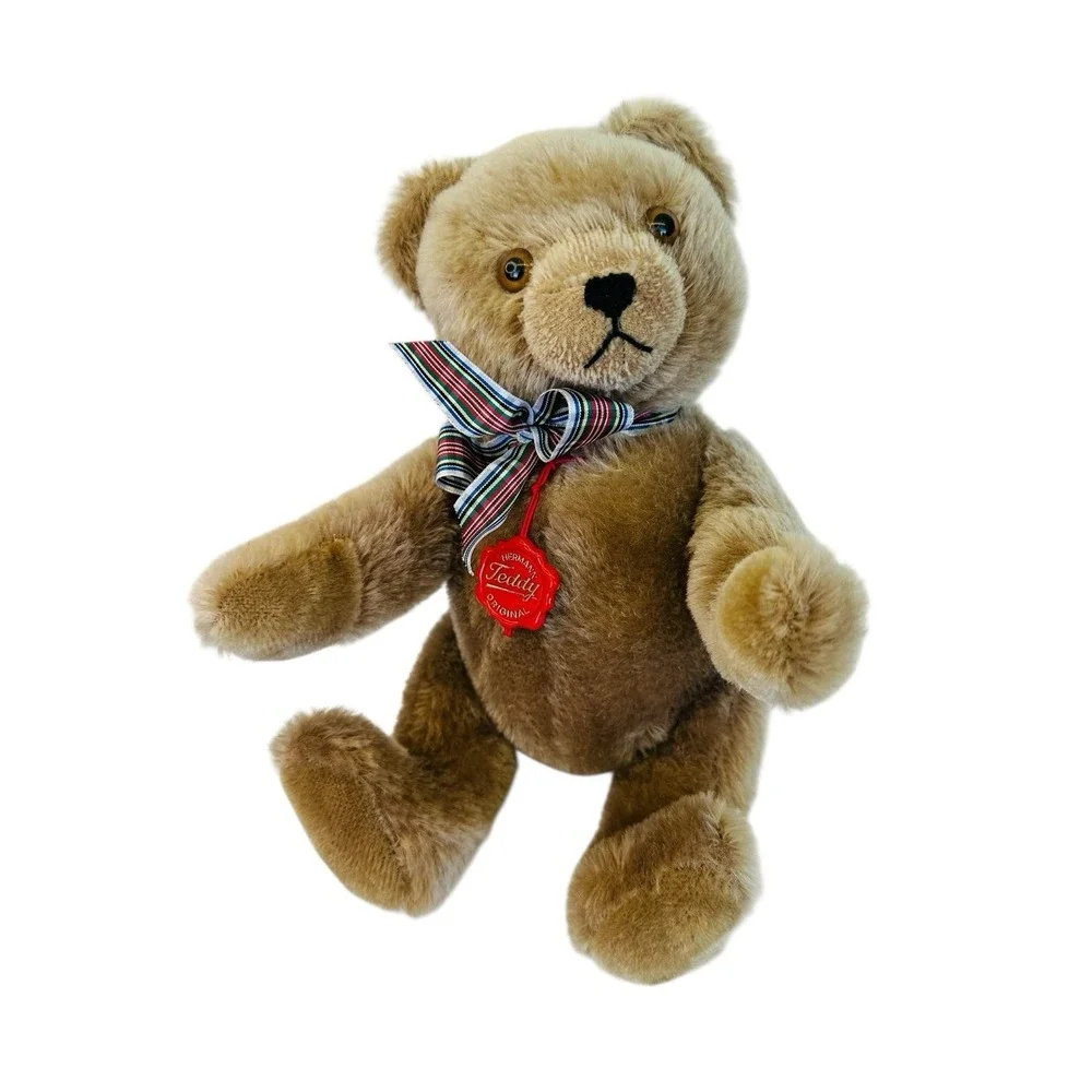 Teddy Hermann Original West Germany Brown Bear With Bow &‎ Red Tag Vintage 13.5